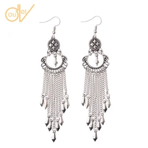 Lo último Pendientes Colgantes para Mujer Estilo Bohemio Plateado Largo Borla - Imagen 1 de 8