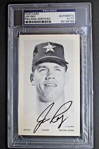 Jim Ray (d.2005) Houston Astros Autographed 3x5 Postcard Signed PSA RARE AUTO