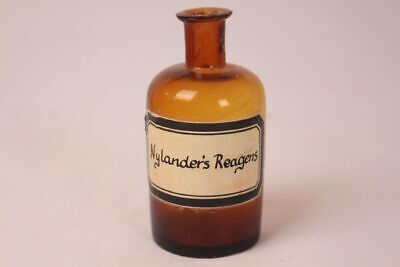 Apotheker Flasche Medizin Glas Braun Nylanders Reagens Antik Deckelflasche • 16.40€