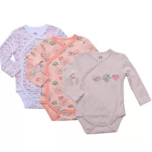 Neugeborenes Baby Mädchen Kleidung Kimono Seitendruck Langarm Body - Größe NB - Bild 1 von 6