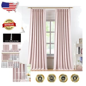 Elegant Soft Pink Pinch Pleat Curtain Panels - Blackout Thermal Insulated, 108" - Picture 1 of 9