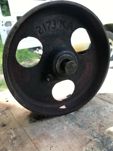 Cast Iron Wheel Tractor Cart Antique Industrial Steampunk 3 Hole Red 2173KA - Picture 1 of 5