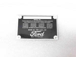 DATA PLATE FOR VINTAGE FORD CAR / PICKUP TRUCK 1932-193 #V195-7 - Picture 1 of 7