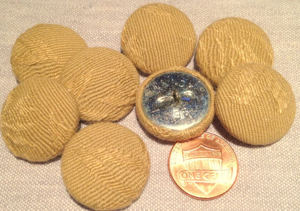8 Fabric Front Metal Back Shank Buttons Camel Color 23mm 7/8" # 7908 - Image 1 of 1