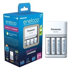 Panasonic Eneloop SMART + Charger + 4 AA 2000mAh Rechargeable Batteries EU Plug - Picture 1 of 3