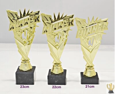 EIGENMARKE Sieger - Gewinner- Trophäe / Pokal 3er set oder einzeln incl. Beschriftung