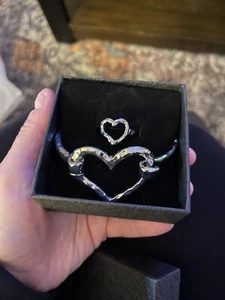 Gold Color Heart Bracelet And Ring - Picture 1 of 3