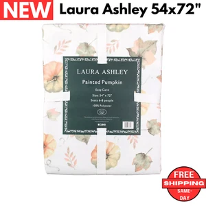 NEW LAURA ASHLEY PAINTED PUMPKIN 54" x 72" Tablecloth Seats 6-8 fall leaves - Picture 1 of 11