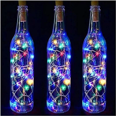 6PCS Copper Bottle String Lights Light 20 LED 2M Fairy Wine Cork Shaped UK - Image 1 of 4