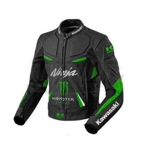 Kawasaki Ninja Monster Motorbike Leather Jacket Kawasaki Motorcycle Biker Jacket - Picture 1 of 4