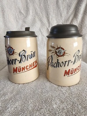 匹配罕见套装(不同盖子)慕尼黑 Pschorr-Bräu 啤酒壶  — 第 1/4 张图片