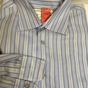 Perry Ellis Portfolio Men's Dress Blue Stripe Button Up Shirt, Size L 17 34/35 - Picture 1 of 8
