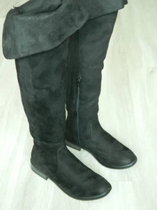 New Look Ladies Over Knee Boots Black Suedette Size 5 / 38 - Picture 1 of 11