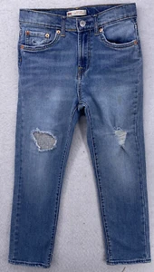 Levis Jeans Girls Size 12 Youth Blue Denim High Rise Ankle Straight Destructed - Picture 1 of 15
