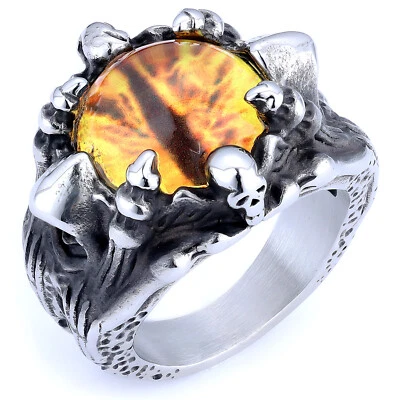 Anillo Gema Calavera Punk Anillo Acero Inoxidable Bandas de Compromiso Ojos Colores Foto 1 de 4