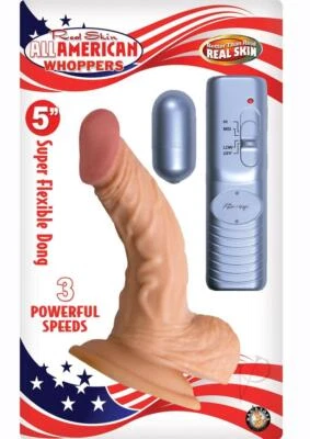 Real Skin All American Whoppers Vibrating Dildo with Balls with Bullet and - Image 1 of 2