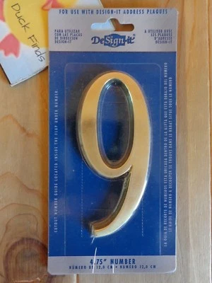 Número de casa 4,75" latón satinado número 9 para usar con placas de dirección DISEÑO IT Foto 1 de 2