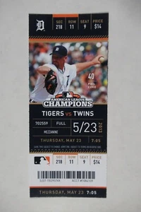 DETROIT TIGERS VS MINNESOTA TWINS 5/23/2013 FULL TICKET ~JOSH WILLINGHAM (2 HRs) - Picture 1 of 1