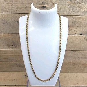 Collar Cuerda Brazada Italia .925 18.5" Tono Oro Plata Esterlina USADO - Imagen 1 de 9