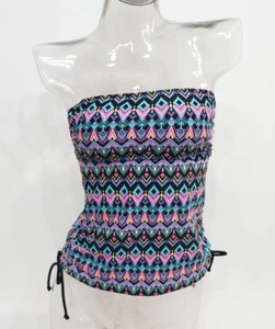 SO Black Bandeau Printed Tankini Top Swimwear Juniors' Ladies XS,S #1783 - Picture 1 of 3