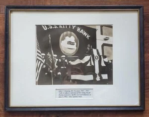 John F Kennedy USS Kitty Hawk Silver Gelatin US Navy Press Photo Framed - Picture 1 of 5