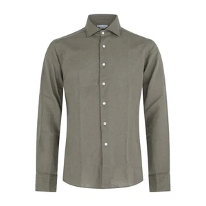 Lavorazione Sartoriale - Camicia verde in lino e cotone slim fit per uomo - Foto 1 di 1