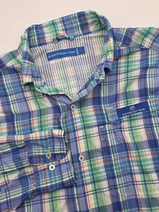 Southern Tide Shirt Mens Small Blue Plaid Fishing Long Sleeve Button Down Vented - Picture 1 of 12