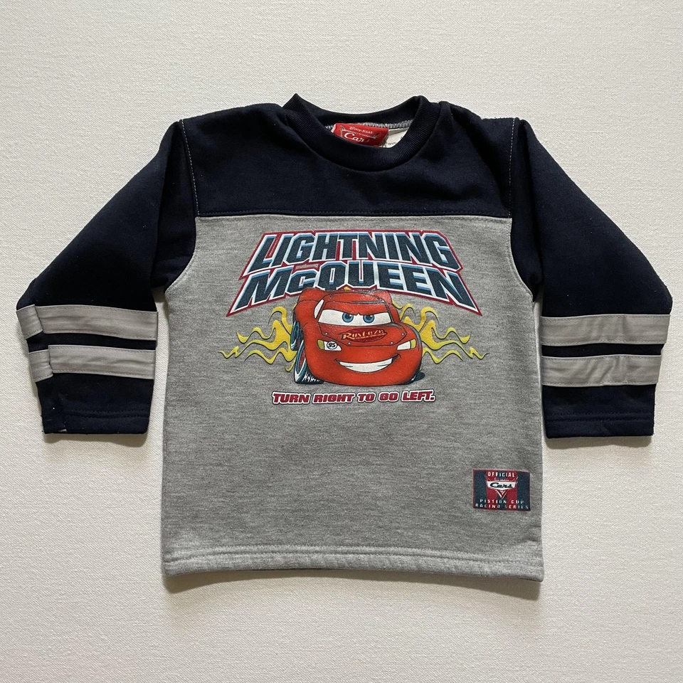 Vintage Disney Pixar Cars Lightning McQueen Shirt Boys 4T Gray Long Sleeve - Image 1 of 4