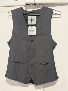 Neu mit Etikett Topman Established 1978 graue Herrenweste mit Wolle Größe 38 - Bild 1 von 3