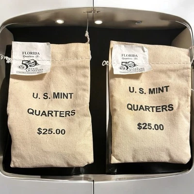 2004-D +P Florida State Quarter Original Mint Sewn Bag  x 2 Bags  - Image 1 of 4