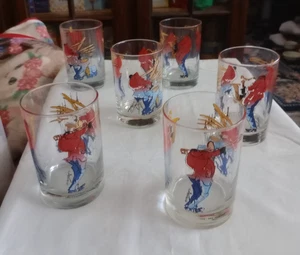 1977/1982 Set of 6 New Orleans Jazz Players Tumblers Leo Meiersdorff 1 Chipped - Picture 1 of 8