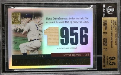 2004 HANK GREENBERG TOPPS TRIBUTE HALL OF FAME GAME USED BAT RELIC BECKETT 9.5 - Image 1 of 4