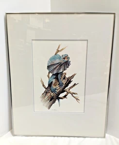 Impresionante Dragón Lagarto Cuello Volantes Paul Margocsy Original Medios Mixtos Firmado-AF - Imagen 1 de 10