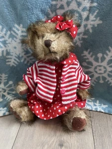 Oso de peluche articulado rojo y blanco de 14" con corazón tierno - Imagen 1 de 6