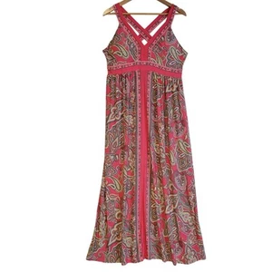 Y2K Babydoll Maxikleid Paisley Sommer Urlaub Boho Maximalist Cruise Gr. PL - Bild 1 von 7