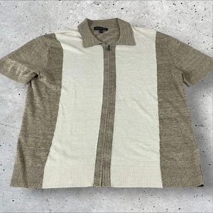 Banana Republic Sweater Mens Medium 1940s Style Bowling Zip Up Linen T91 - Picture 1 of 9