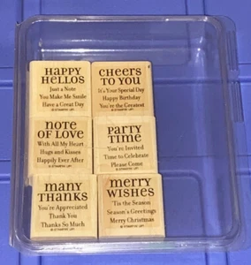 Stampin Up! "Lots of Thoughts" 6pc Set Hello, Cheers, Love, Party, Thanks, Merry - Picture 1 of 2