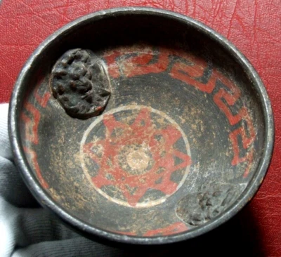 Vintage Antico Colorato Baked Terracotta Vaso A Identificare - Bild 1 von 4