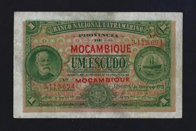 Portugal PORTUGUESE Mozambique 1 Escudos 1921 P-66 VF - Image 1 of 2