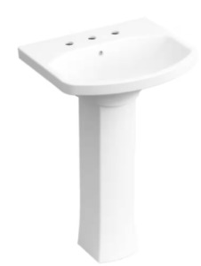 KOHLER Pedestal Vessel Sink 22.8" Vitreous China White w/ Widespread Faucet Hole