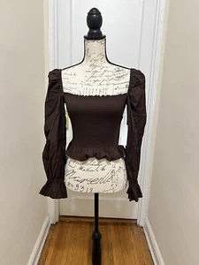 REFORMATION Darby Shirred Organic Cotton-Poplin Top Size S Orig. $148 NWT - Picture 1 of 5