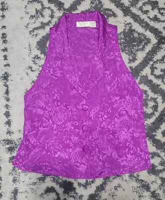 Vintage 1980s Victoria Secret Gold Label purple 3 button sleeveless top - Image 1 of 4