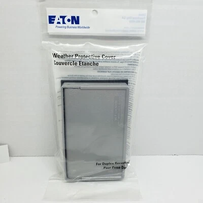 Cubierta resistente a la intemperie Eaton Cooper receptáculo dúplex no metálico gris #S3962-SP Foto 1 de 3