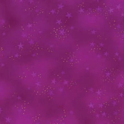 Laurel Burch Basics Star Fuchsia Pink Stars Metallic TOT Fabric By the FQ 1/4 YD - Image 1 of 4