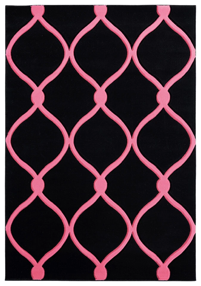 United Weavers 粉色当代凹凸 Ogee 地毯 几何图案 2050 11586 — 第 1/4 张图片