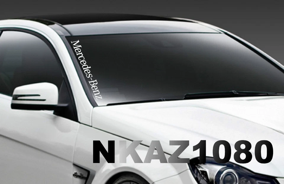 Mercedes Benz windshield Vinyl Decal Sport car Racing sticker emblem logo WHITE - Image 1 of 1