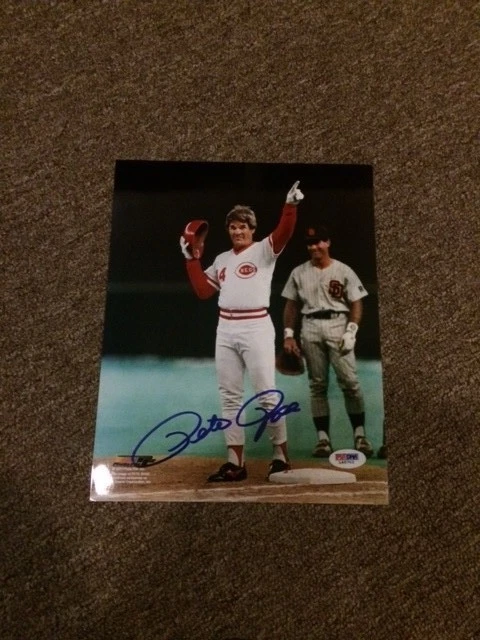 Foto autografiada de Pete Rose 8x10 PSA certificado de autenticidad y holograma récord éxito Foto 1 de 1