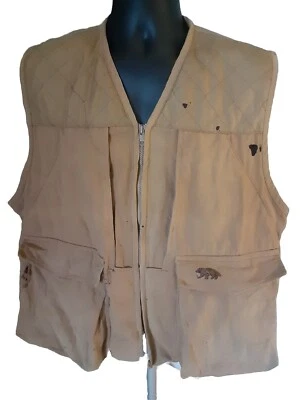 Chaleco Wolverine Grande Envejecido Caza Pato Lona Marrón Cremallera Completa Espalda Cremallera Abajo Foto 1 de 4