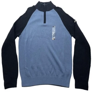 Nautica Jeans Co. Langarm 1/4 Zip 100% Baumwolle Pullover Blau Colorblock NEU - Bild 1 von 8