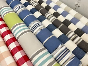 Ticking curtain fabric by Romo linen look stripe material upholstery 140 cm wide - Picture 1 of 51